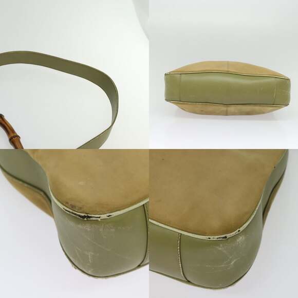 GUCCI Bamboo Shoulder Bag Suede Beige Gold 001 58 001 58 - Picture 10 of 12